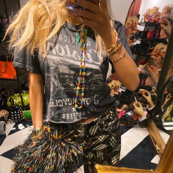 16 American Motorcycles Los Angeles Cropped cotton Graphic Tee Top - Picture 2 of 9